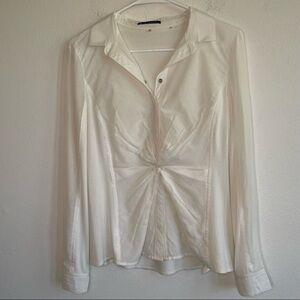 ELIE TAHARI SILK & COTTON WHITE TOP WITH GATHERED FRONT